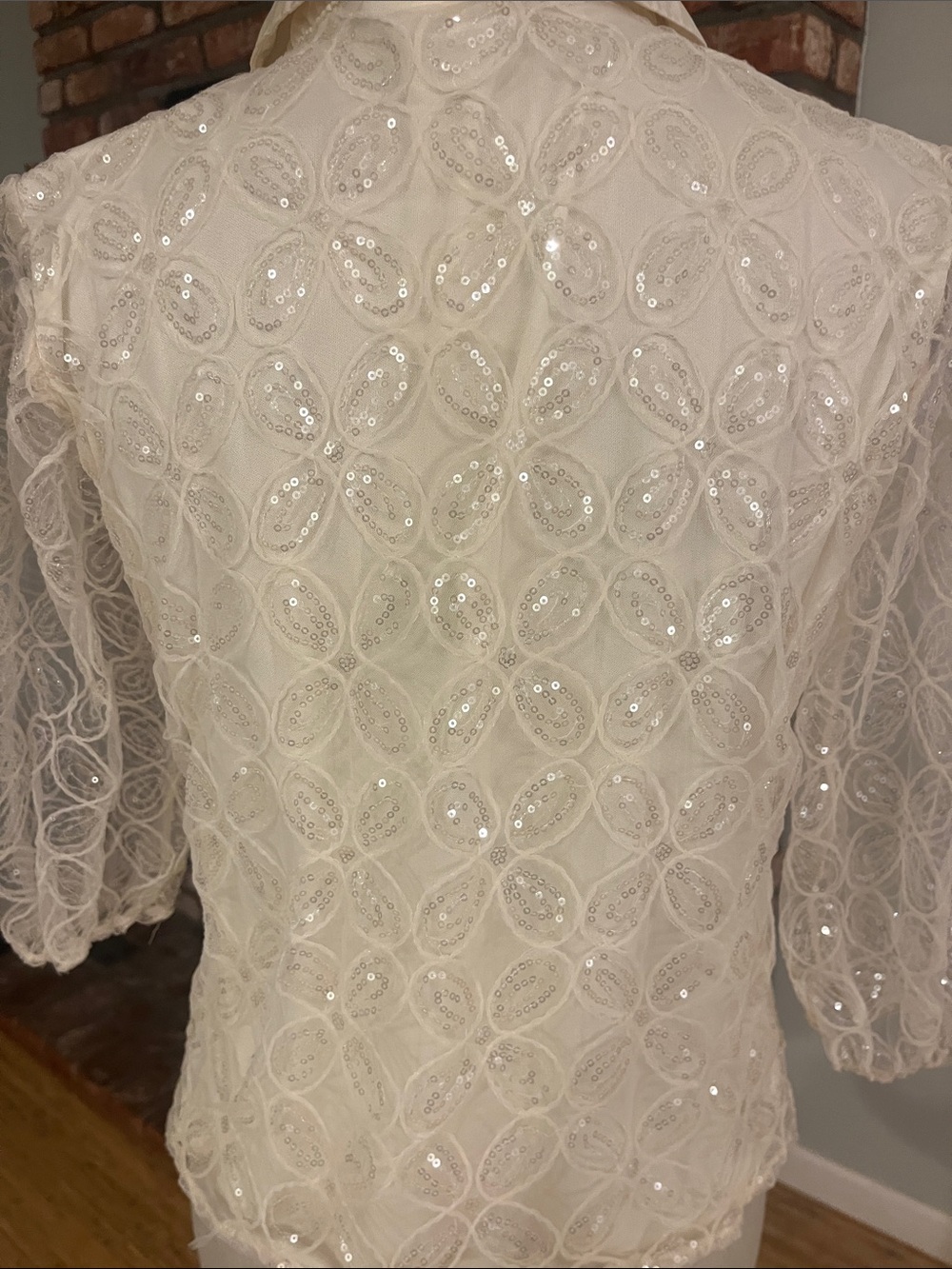 By Design Lace Button-Down Shirt with Sequin Detail - Picture 7 of 7